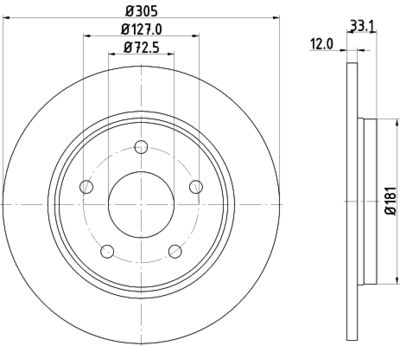 Тормозной диск HELLA 8DD 355 115-801 для DODGE GRAND CARAVAN