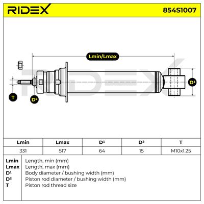 амортисьор RIDEX 854S1007
