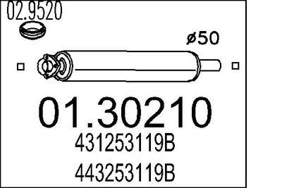 Предглушитель выхлопных газов MTS 01.30210 для AUDI 200