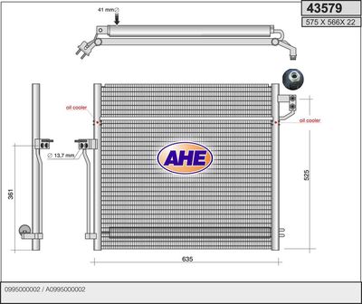 Конденсатор, кондиционер AHE 43579 для MERCEDES-BENZ GL-CLASS