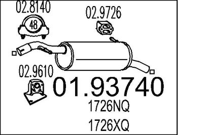 MTS 01.93740 Глушитель выхлопных газов  для PEUGEOT 1007 (Пежо 1007)