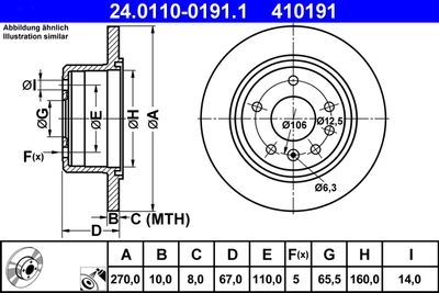 Тормозной диск ATE 24.0110-0191.1 для OPEL OMEGA