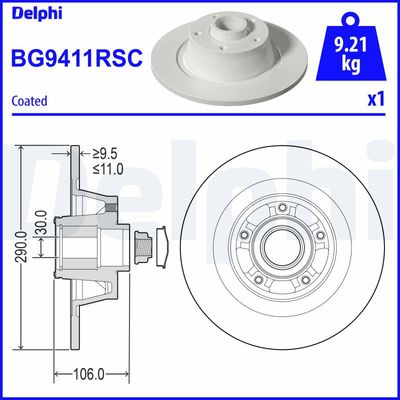 Tarcza hamulcowa DELPHI BG9411RSC