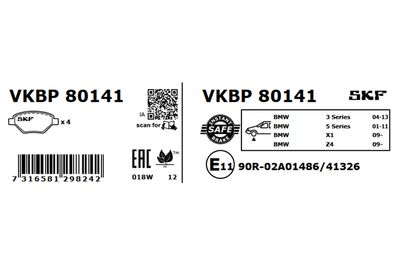 Комплект тормозных колодок, дисковый тормоз VKBP 80141