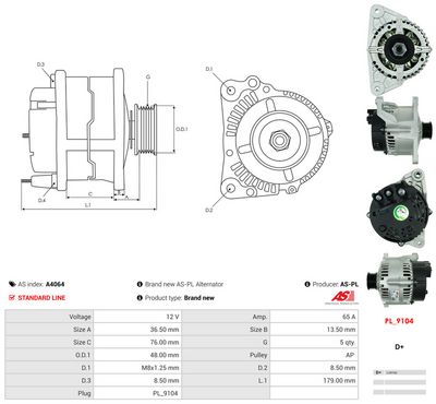 GENERATOR / ALTERNATOR AS-PL A4064 4