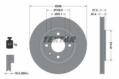 Тормозной диск TEXTAR 92048103 для PEUGEOT 305
