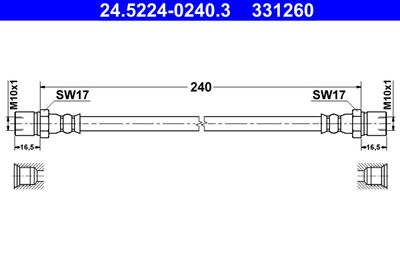 Тормозной шланг ATE 24.5224-0240.3 для VW 1500,1600