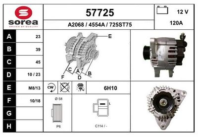 Генератор EAI 57725 для HYUNDAI TUCSON