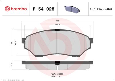 Brake Pad Set, disc brake P 54 028