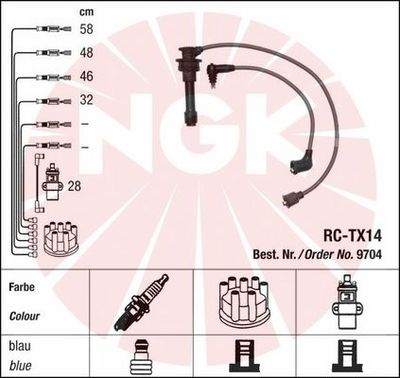 Комплект проводов зажигания NGK 9704 для TOYOTA CELICA