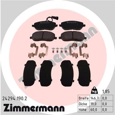 ZIMMERMANN 24294.190.2 Тормозные колодки и сигнализаторы для FIAT CROMA (194_) 1.9 D Multijet (194AXC1B, 194AXC12)