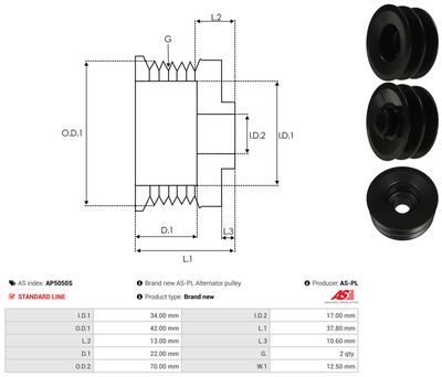 Řemenice, generátor AS-PL AP5050S