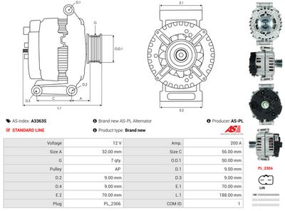 GENERATOR / ALTERNATOR AS-PL A3363S 4