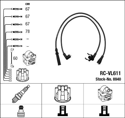 Комплект проводов зажигания NGK 8840 для VOLVO 240