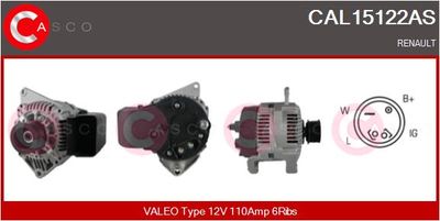 CASCO CAL15122AS Генератор  для RENAULT LAGUNA (Рено Лагуна)