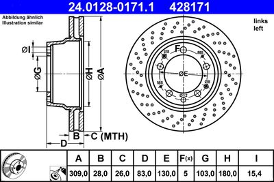 Тормозной диск ATE 24.0128-0171.1 для PORSCHE 911