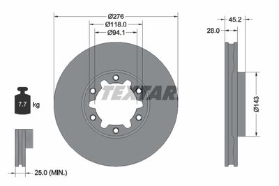 Тормозной диск TEXTAR 92338603 для NISSAN CABSTAR