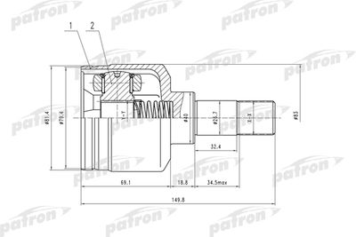 PATRON PCV5018 ШРУС  для PEUGEOT 307 (Пежо 307)