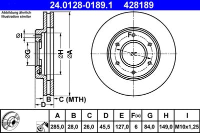 Тормозной диск ATE 24.0128-0189.1 для TOYOTA HIACE
