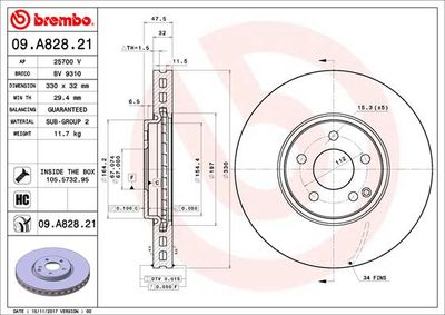 Bromsskiva BREMBO 09.A828.21