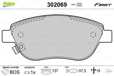 Brake Pad Set, disc brake 302069