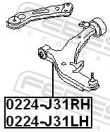 Control/Trailing Arm, wheel suspension 0224-J31LH