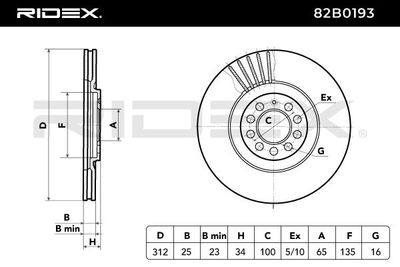 спирачен диск RIDEX 82B0193