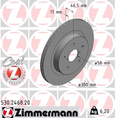 Тормозной диск ZIMMERMANN 530.2468.20 для SUBARU LEVORG