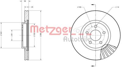 Тормозной диск METZGER 6110709 для CHRYSLER PT CRUISER