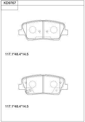 Комплект тормозных колодок, дисковый тормоз ASIMCO KD9767 для KIA MOHAVE