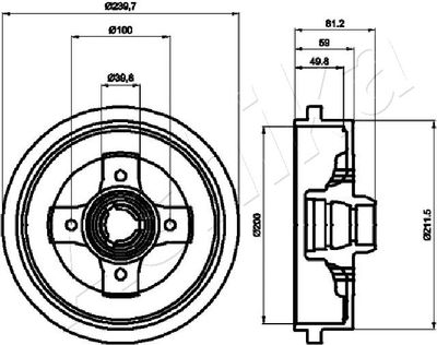 Тормозной барабан ASHIKA 56-00-0909 для VW SCIROCCO
