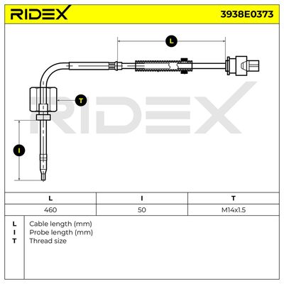 датчик, температура на изгорелите газове RIDEX 3938E0373