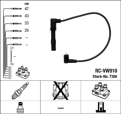 Комплект проводов зажигания NGK 7306 для VW BORA