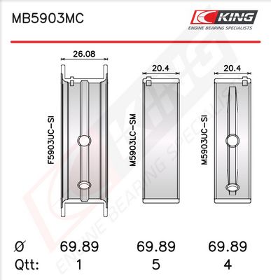 Комплект черупки на лагера на коляновия вал KING MB5903MC 030