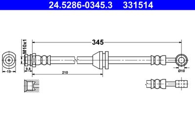 Тормозной шланг ATE 24.5286-0345.3 для CHEVROLET SPARK