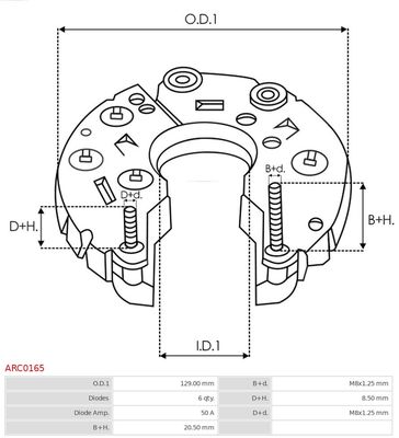 Rectifier, alternator ARC0165