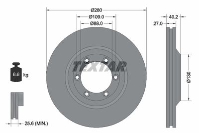Тормозной диск TEXTAR 92174803 для ISUZU D-MAX