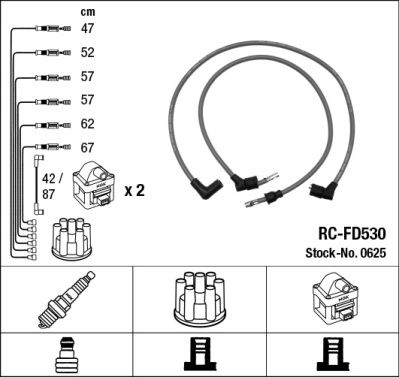 Комплект проводов зажигания NGK 0625 для FORD GRANADA
