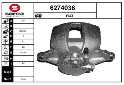 STARTCAR 6274036 Тормозной суппорт  для ALFA ROMEO MITO (955_) 1.4 (955AXB1B)