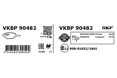 Brake Pad Set, disc brake VKBP 90482