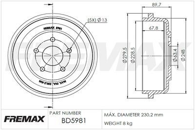 Tambour de frein FREMAX