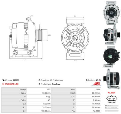 GENERATOR / ALTERNATOR AS-PL A0863S 4