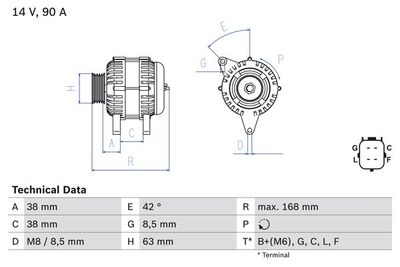 Генератор BOSCH 0 986 082 790 для HONDA JAZZ