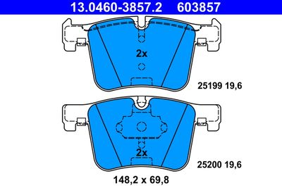 Комплект тормозных колодок, дисковый тормоз ATE 13.0460-3857.2 для BMW 4