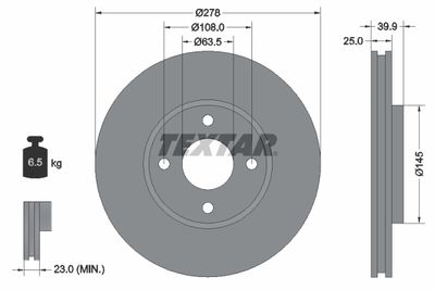 Тормозной диск TEXTAR 92279003 для FORD ECOSPORT
