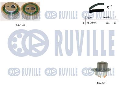 Водяной насос + комплект зубчатого ремня RUVILLE 5503301 для CITROËN C15
