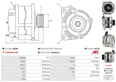 GENERATOR / ALTERNATOR AS-PL A5240 4