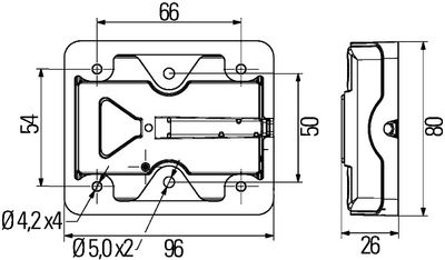 Achterlicht Links/Rechts (LED, 12/24V, met indicator, met stoplicht, parkeerlicht, geen reflector, lengte kabel: 0,5m)
