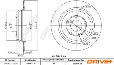 Tarcza hamulcowa DR!VE+ DBD0227C