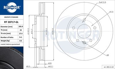 спирачен диск ROTINGER RT 20717-GL